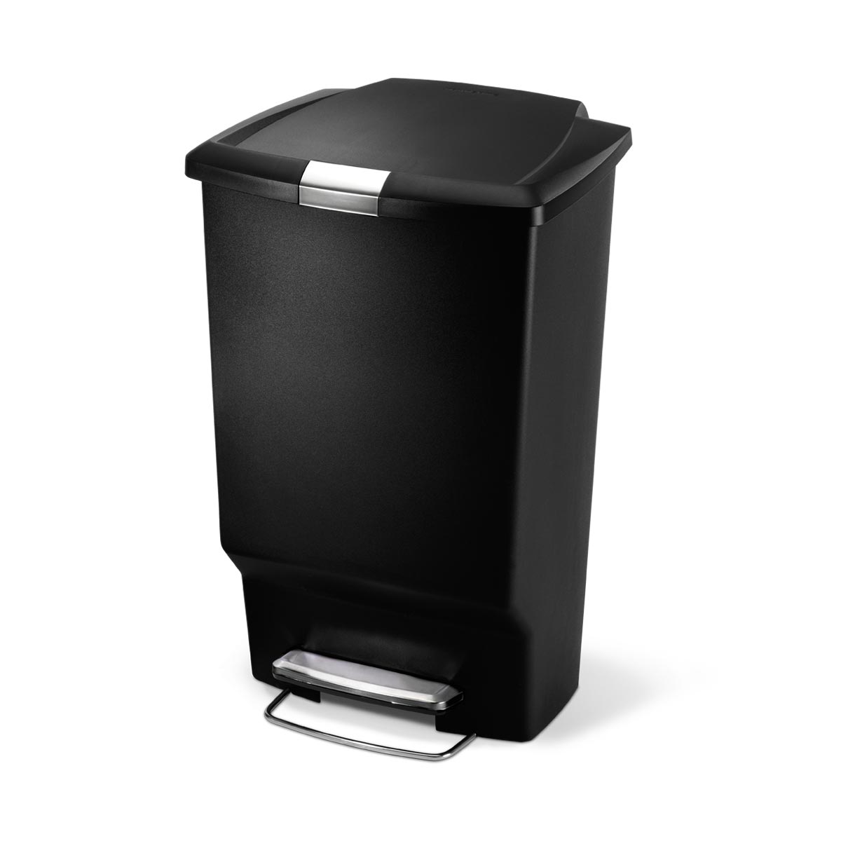 simplehuman 45 litre rectangular pedal bin, black plastic