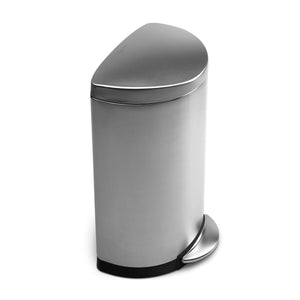 simplehuman 40 litre semi-round pedal bin, fingerprint-proof brushed stainless steel