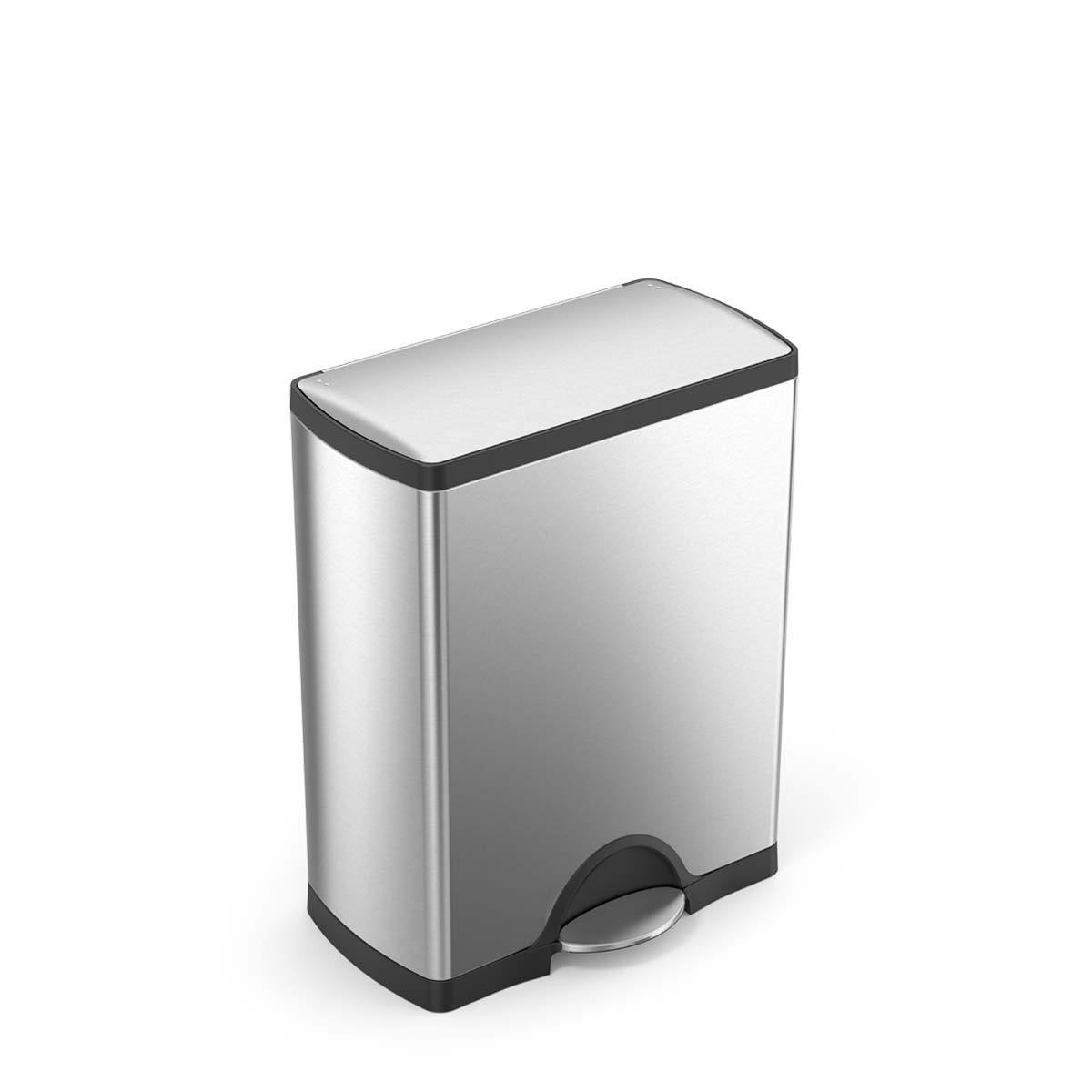simplehuman 50 litre, classic rectangular pedal bin, black steel