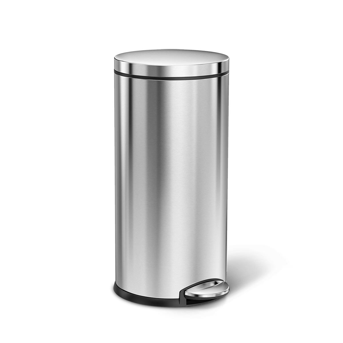 simplehuman 35 litre, round pedal bin, fingerprint-proof stainless steel