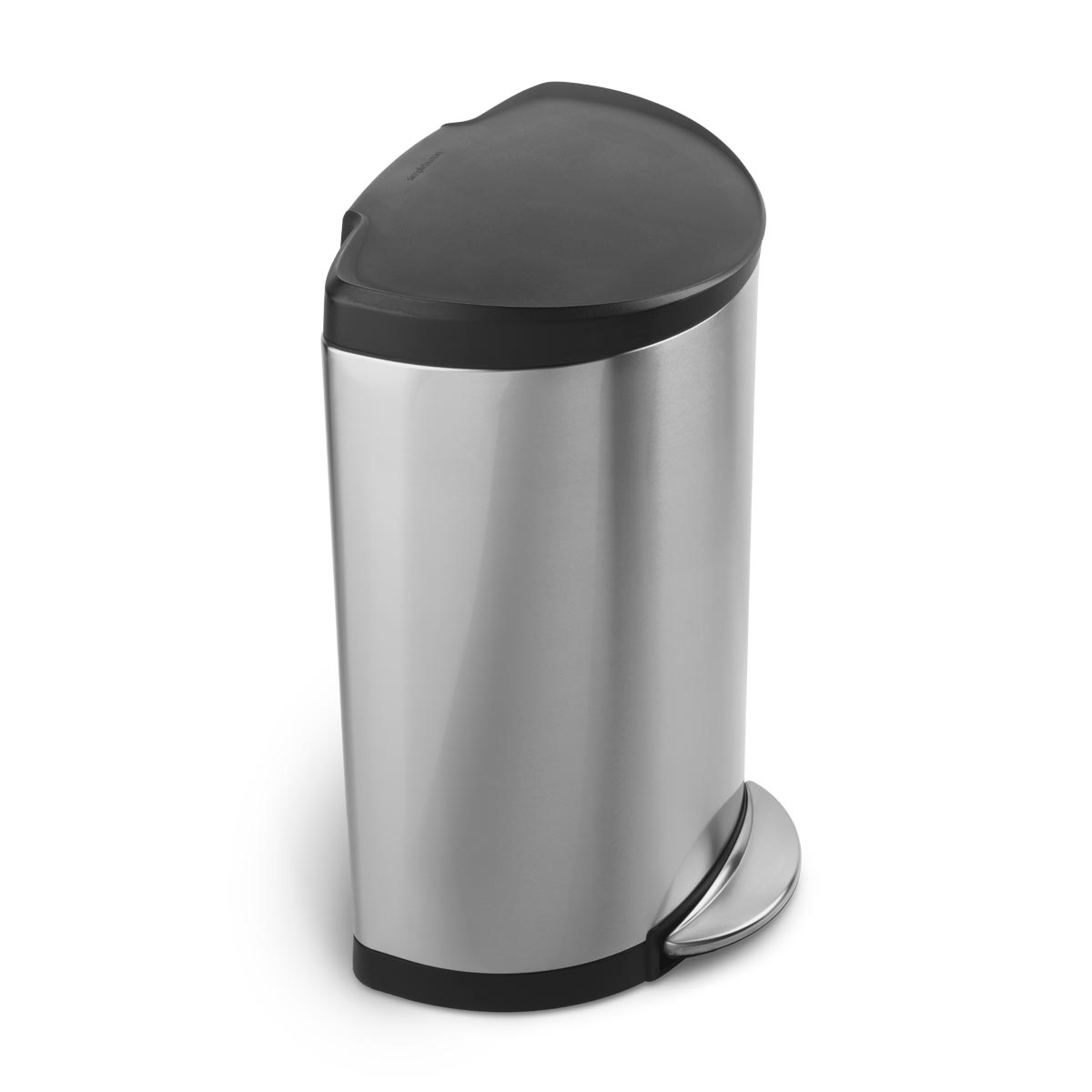 simplehuman 40 litre semi-round pedal bin with plastic lid, brushed stainless steel