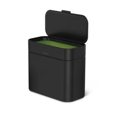 58L dual compartment rectangular sensor bin with voice and motion control + compost caddy