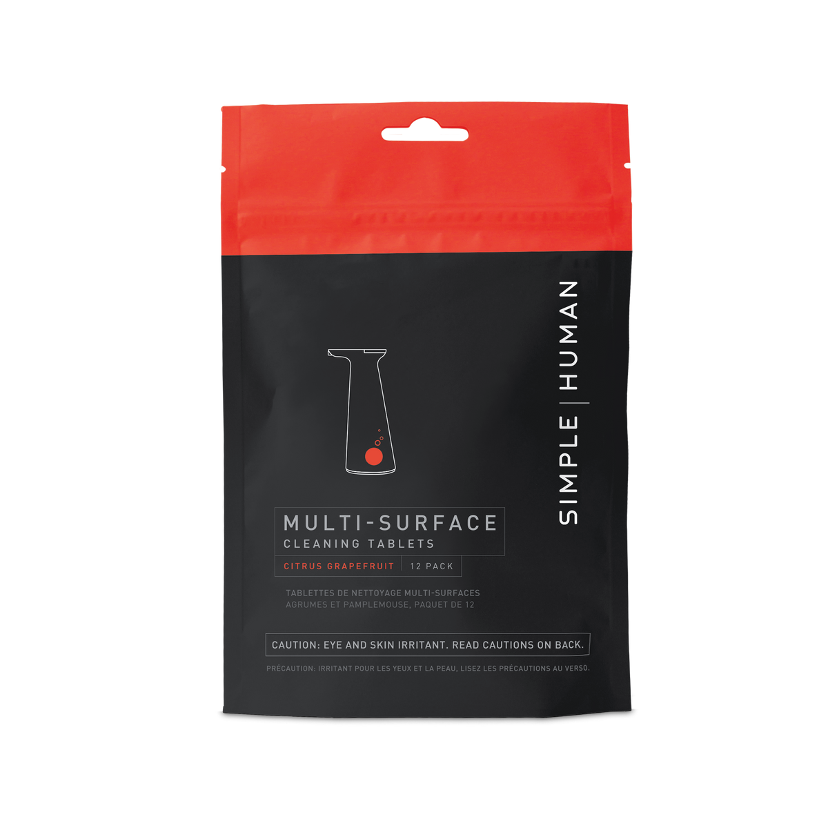 Simplehuman Multi-Surface Cleaning Tablets, 12 concentrated Citrus Grapefruit refills in eco-friendly packaging.
