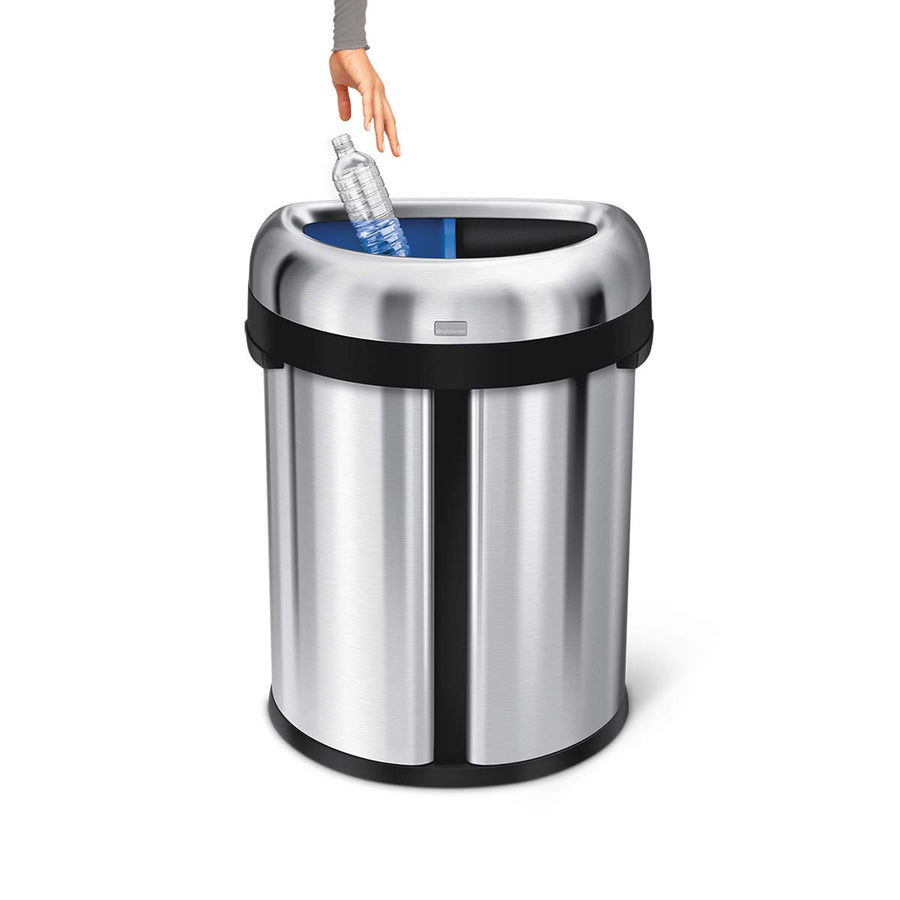 66 litre, dual compartment semi-round open bin