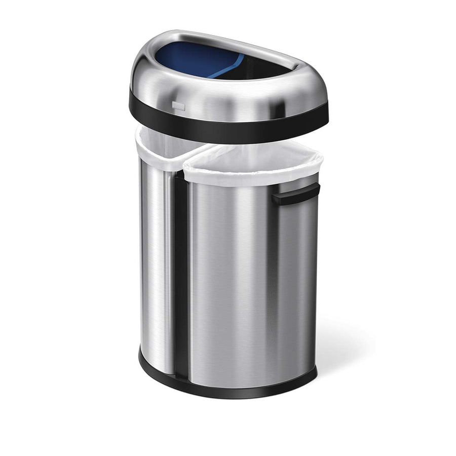 66 litre, dual compartment semi-round open bin