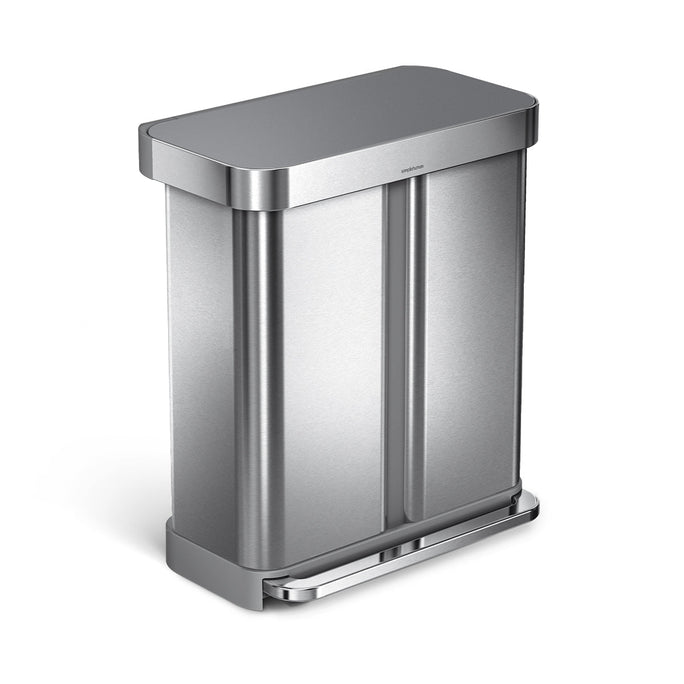 58L Dual Compartment Rectangular Step Can with Plastic Lid [Club Sku]