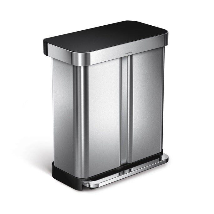 58L Dual Compartment Rectangular Step Can with Plastic Lid [Club Sku]