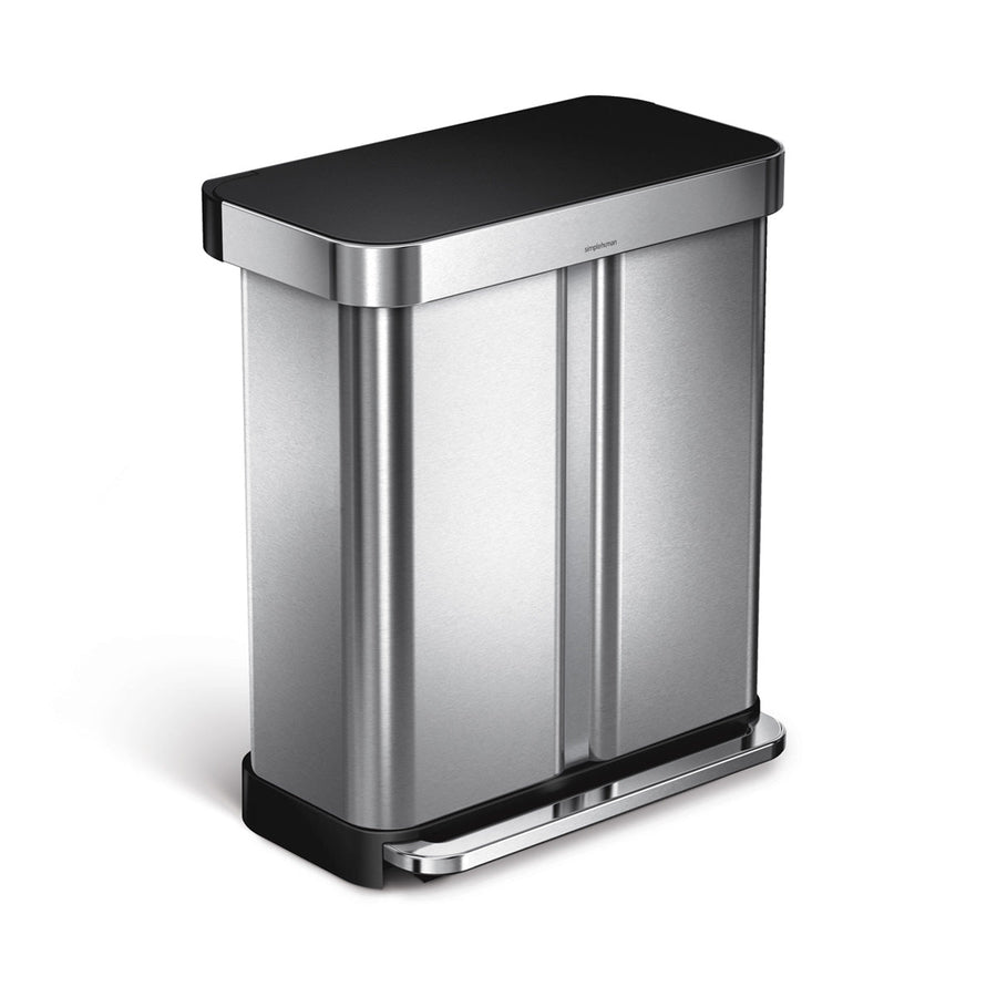 58L Dual Compartment Rectangular Step Can With Plastic Lid [Club Sku]