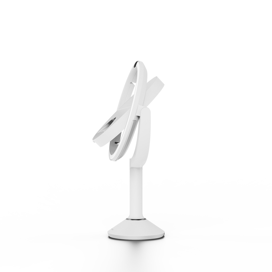 Simplehuman's Sensor Mirror Trio in White, flipping angle. 