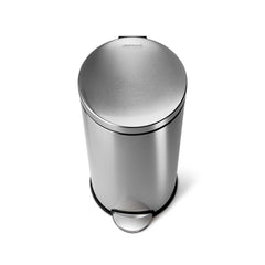 30L round pedal bin - brushed finish - top down view
