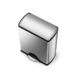 50L rectangular pedal bin - brushed stainless steel - top down image