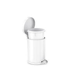 4.5L round pedal bin - white finish - inner bucket coming out of bin