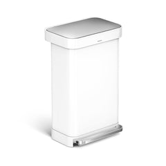 45L rectangular pedal bin with liner pocket - white finish - main image