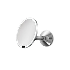hard-wired wall mount sensor mirror - brushed finish - mirror tilted up image