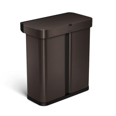 58L dual compartment rectangular sensor bin with voice and motion control - dark bronze finish - 3/4 view main image