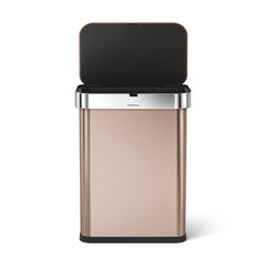 58L rectangular sensor bin with voice and motion control - rose gold finish - lid open image