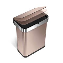 58L rectangular sensor bin with voice and motion control - rose gold finish - lid closing image