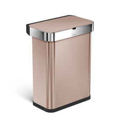 58L rectangular sensor bin with voice and motion control - rose gold finish - 3/4 view main image
