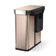 58L dual compartment rectangular sensor bin with voice and motion control - rose gold finish - back liner pocket image