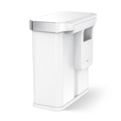 58L dual compartment rectangular sensor bin with voice and motion control - white finish - back liner pocket image