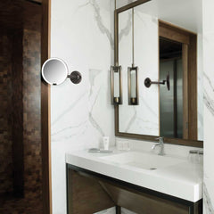 rechargeable wall mount sensor mirror - dark bronze finish - lifestyle bathroom image